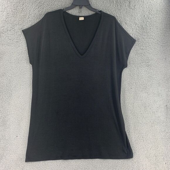 Wilfred free Womens T Shirt Dress Tunic Sz L Stretch Black Oversized Lagenlook - Picture 1 of 11